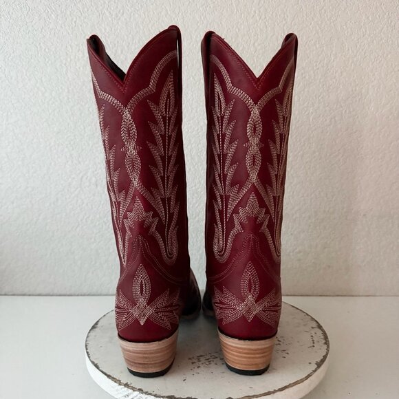 Lane LEXINGTON Womens Cowboy Boots 10 Red Western Cowgirl Mid Calf Pointed Toe - Picture 3 of 11